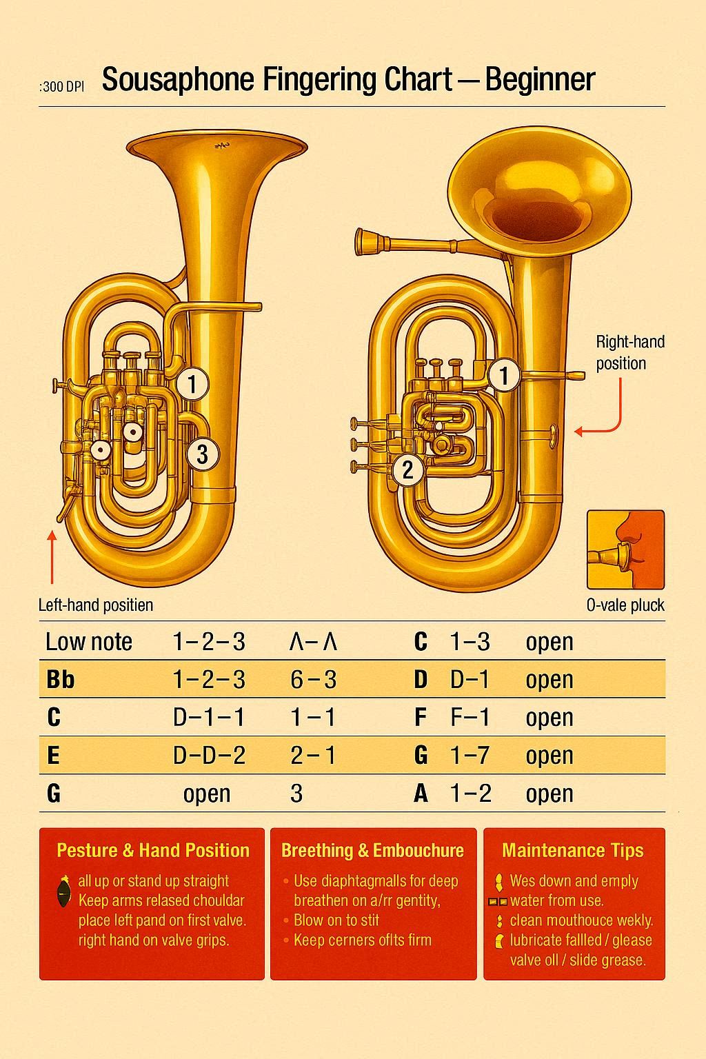 Sousaphone fingering chart preview
